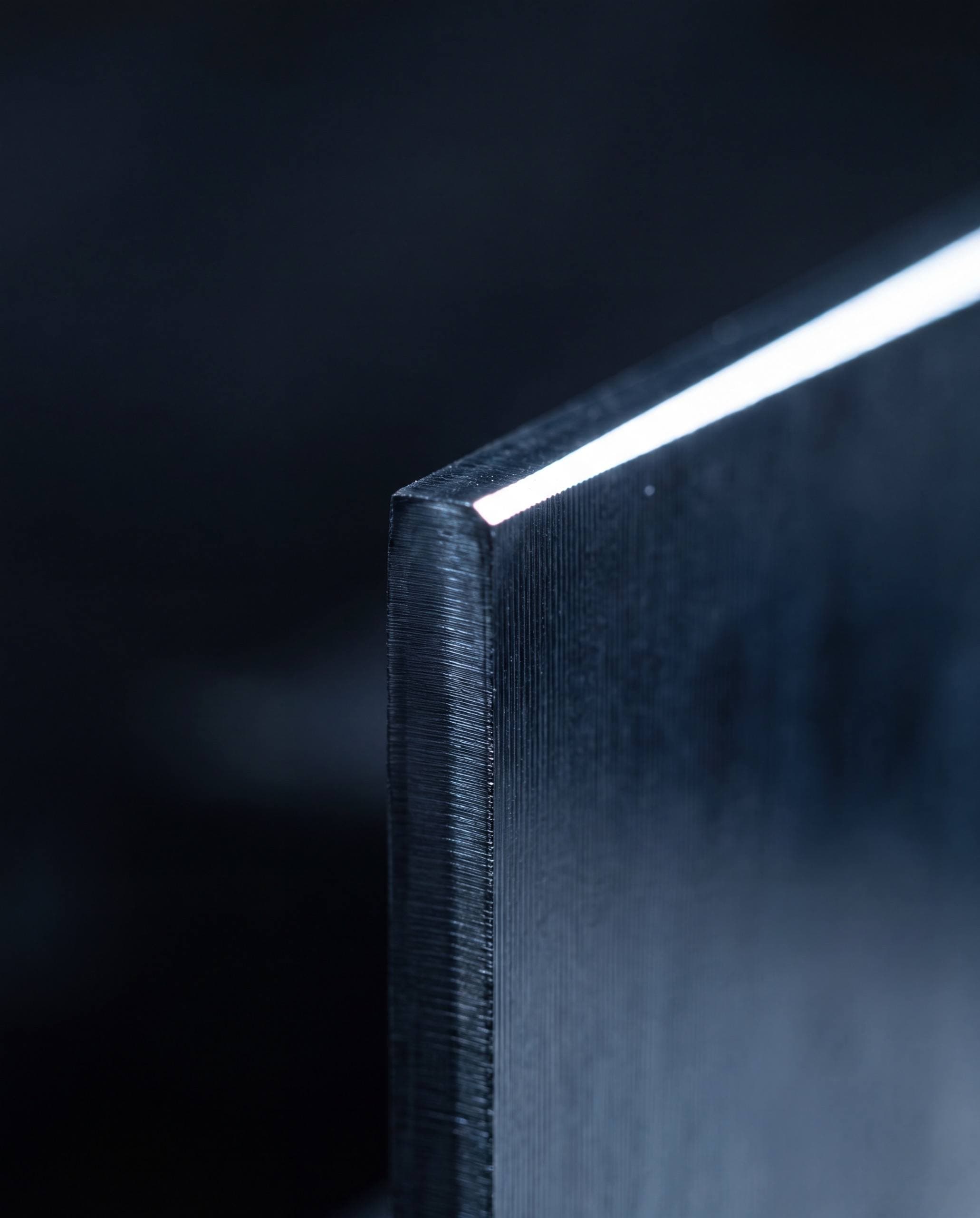 Macro of a clean fiber-laser-cut edge on steel plate